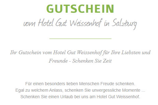 Gutschein vom Hotel Gut Weissenhof in Salzburg