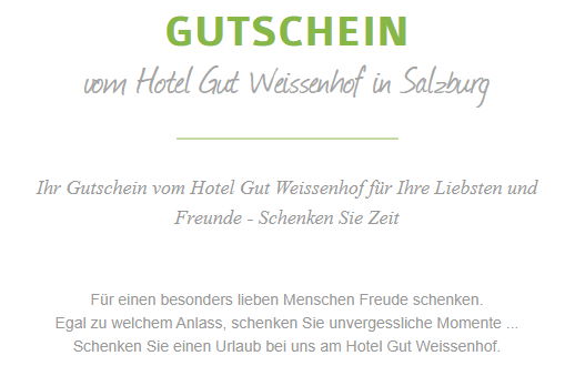 Gutschein vom Hotel Gut Weissenhof in Salzburg